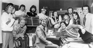 Radio 1 DJ's, (left to right) Jimmy Savile, Ed Stewart, Dave Lee